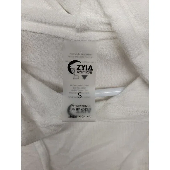 Zyia Active Women's Size Small Cropped Hoodie Sleeveless White Lightweight - Picture 4 of 8